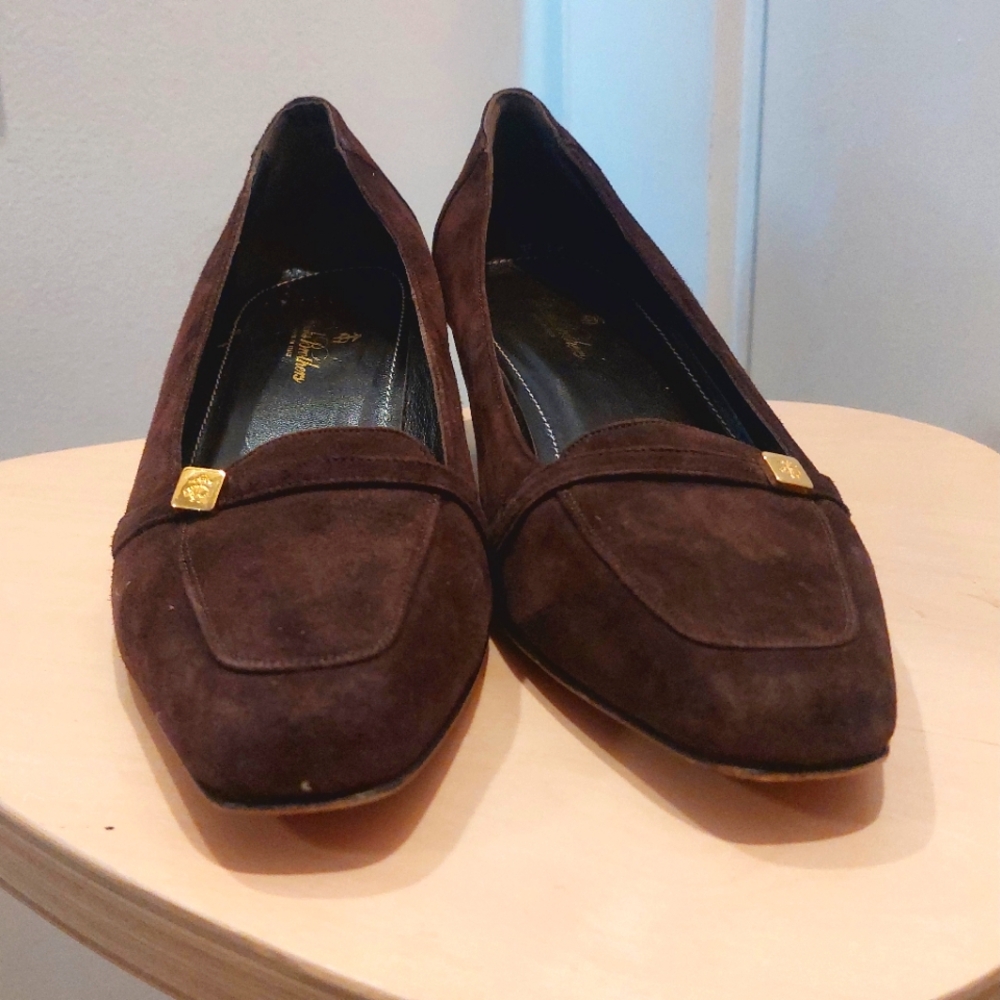 Brooks Brothers Chocolate Brown Suede Heels, Size 8